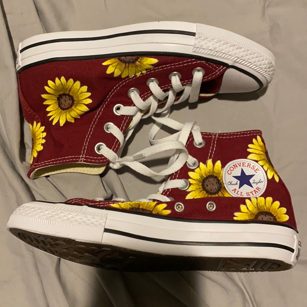 Hand painted sunflower converse
